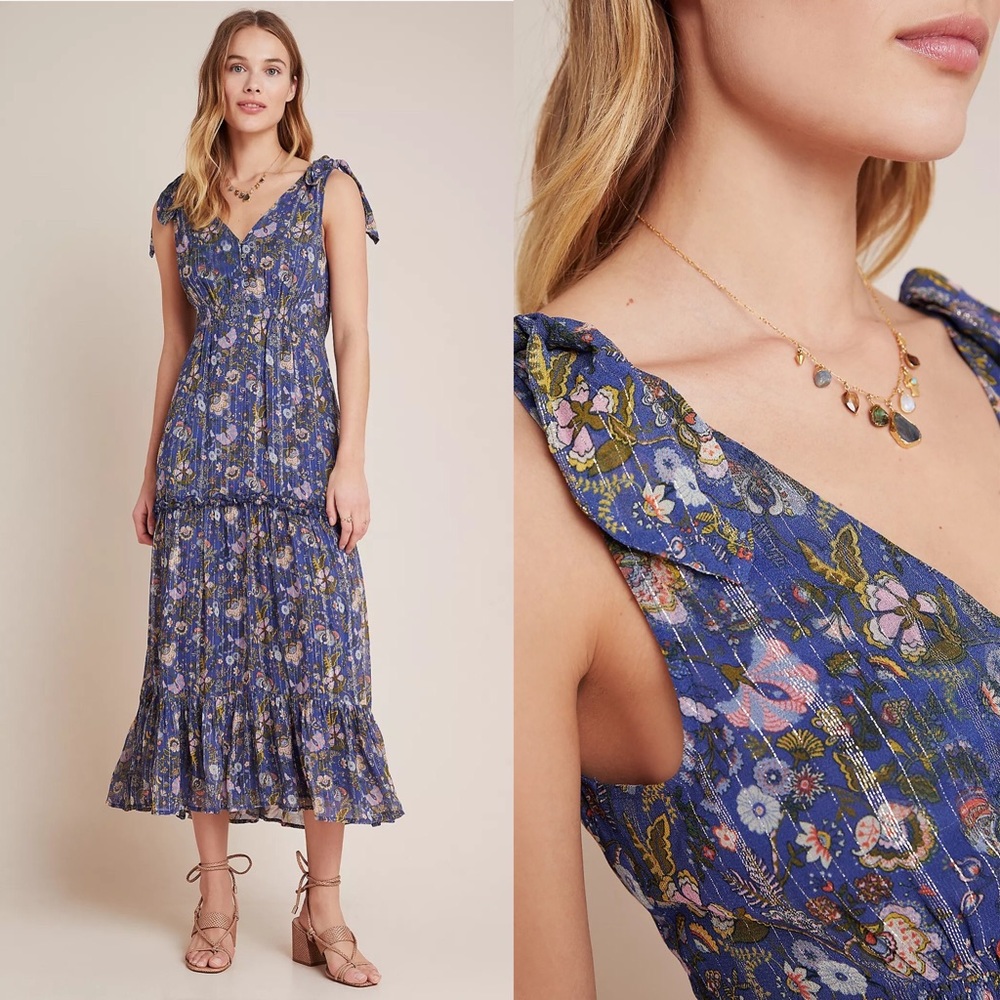 NWT Anthropologie Lyndsey Shimmer Maxi Dress